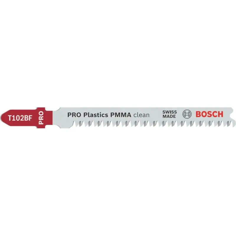 Expressversand BOSCH PRO Plastics PMMA clean T102BF Stichsägeblatt, 92 mm, 5-tlg. 2608636781