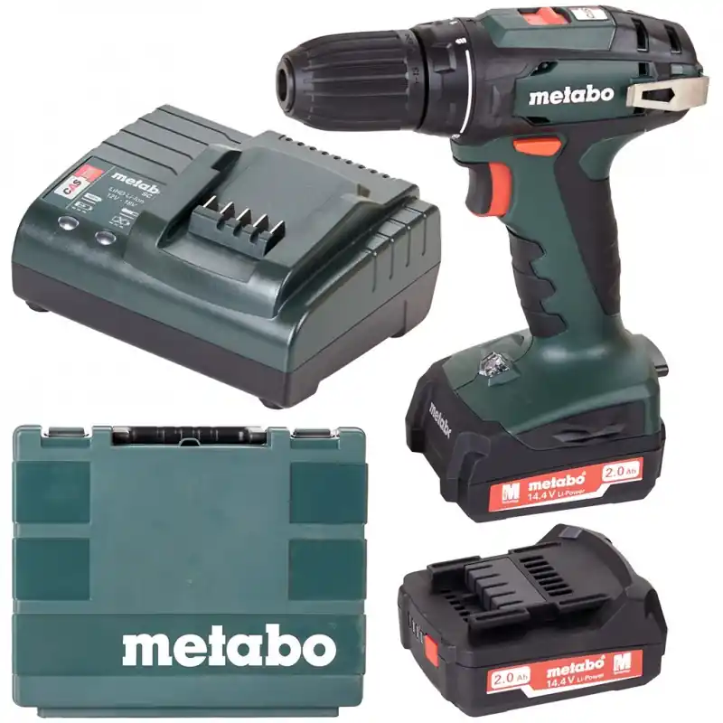 Metabo BS 14,4 Akku-Bohrschrauber (2x14,4 V/2,0 Ah) Kunststoffkoffer 602206540 Top-Preis