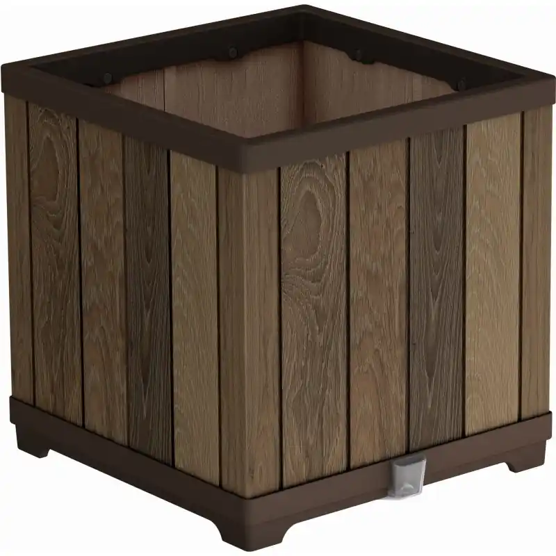 KETER DECO SQUARE Pflanzkübel, 45,5 x 45,5 x 45,5 cm, Walnuss 17213622 Beliebt