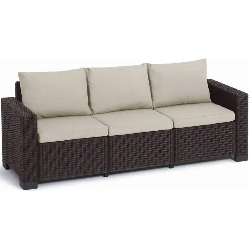 ALLIBERT CALIFORNIA 3-Sitzer Sofa 199 x 68 x 72 cm, Rattan-Optik, braun/beige 17196779 Neuheit