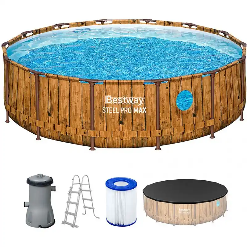 Direkt Vom Hersteller BESTWAY Steel Pro Max Splashview Frame Pool 427 x 107 cm, Komplett-Set mit Filterpumpe 561