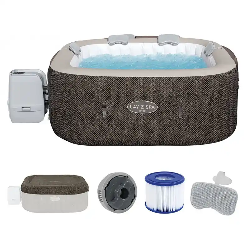 Echt BESTWAY Lay-Z-Spa Cabo HydroJet Energiespar-Whirlpool, 180 x 180 x 71 cm, 6 Personen 6001R