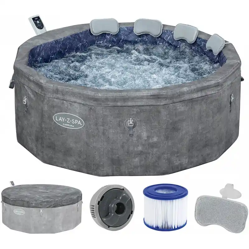 BESTWAY Lay-Z-Spa Carrara ThermaCore AirJet Whirlpool, 170 x 65 cm, 6 Personen 6001V Heißes Angebot