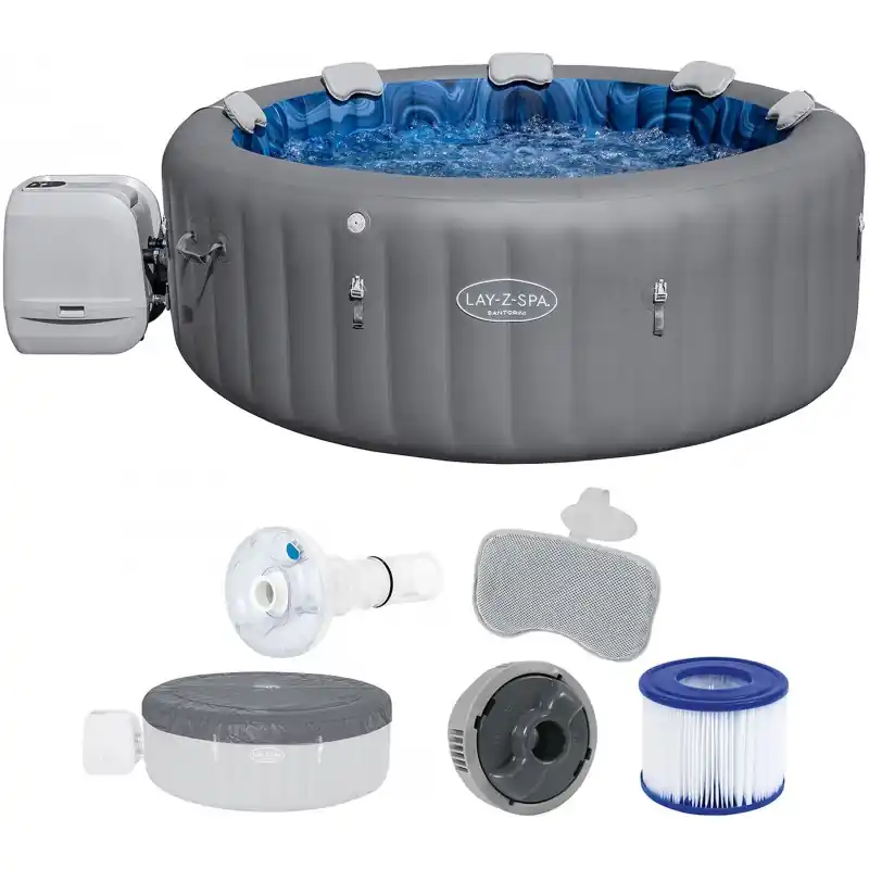 BESTWAY Lay-Z-Spa Santorini HydroJet Energiespar-Whirlpool, 216 x 80 cm, 7 Personen 6001T Preisknaller