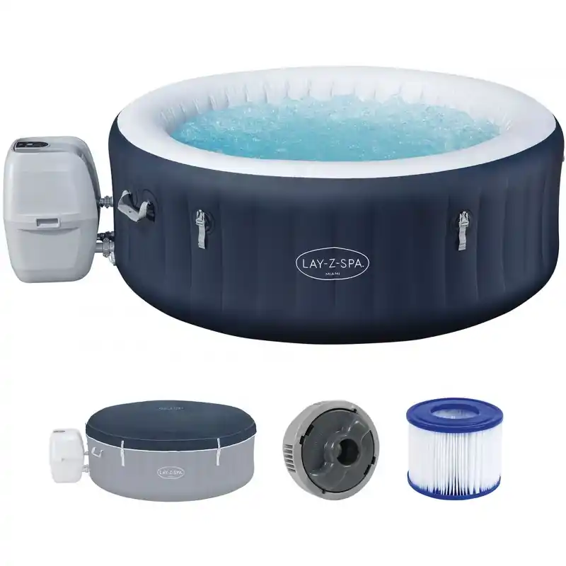 BESTWAY Lay-Z-Spa Miami AirJet Energiespar-Whirlpool, 180 x 66 cm, 4 Personen 6001C Must-Have