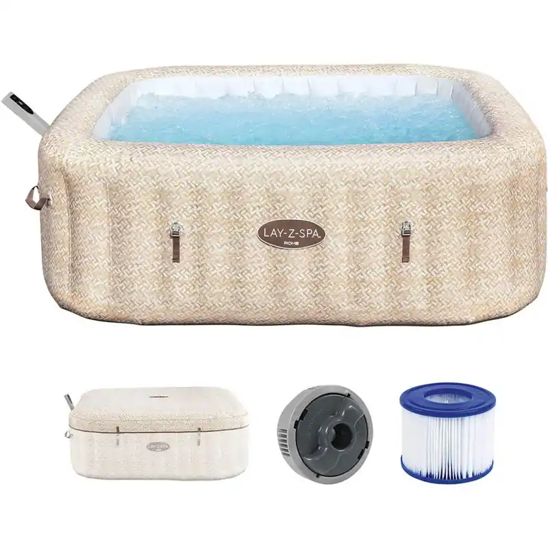 BESTWAY Lay-Z-Spa Rome AirJet Energiespar-Whirlpool, 201 x 201 x 71 cm, 7 Personen 6001M Neue Kollektion