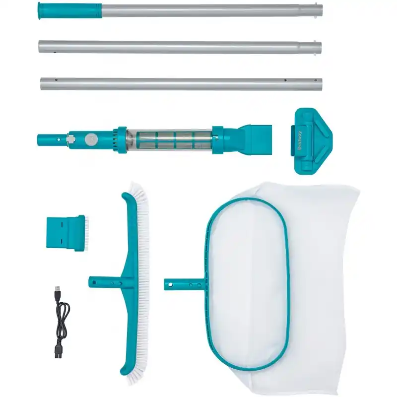 BESTWAY AquaSurge Poolpflege-Set mit akkubetriebenem Poolsauger, Kescher, Poolbürste 58831 Knallerangebot