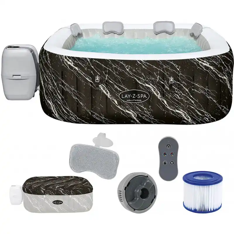 BESTWAY Lay-Z-Spa Hollywood AirJet LED-Whirlpool, 180 x 180 x 66 cm, 6 Personen 6001F Aktuell