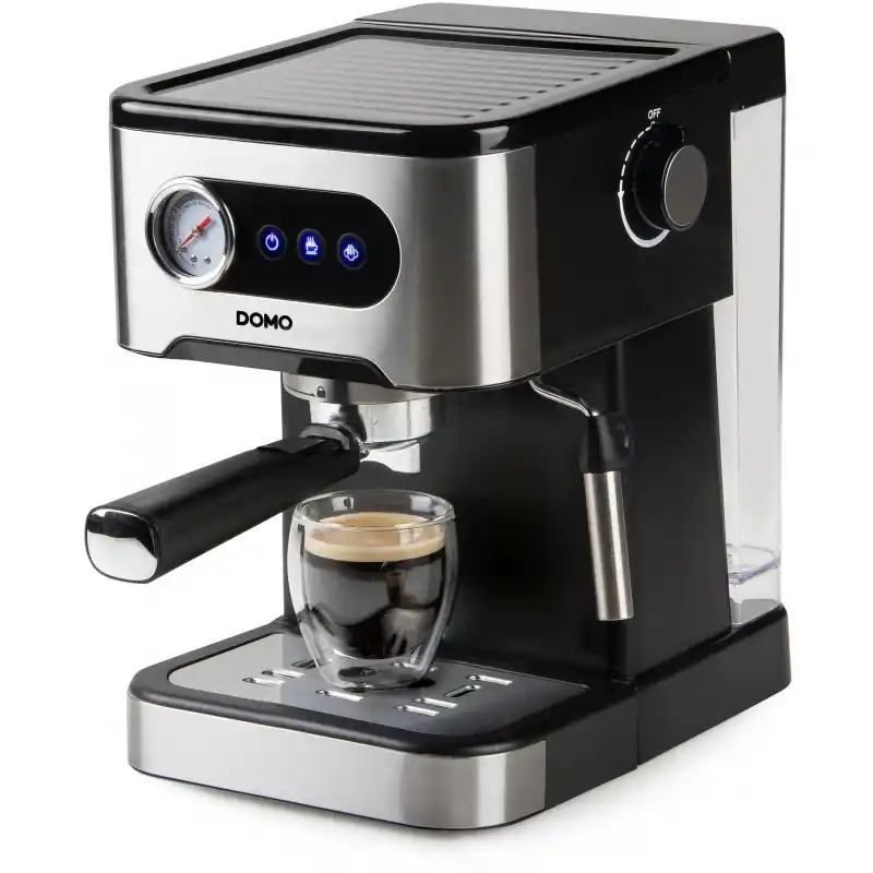 DOMO Espressomaschine mit Manometer, Schwarz/Edelstahl DO1138K Markenware