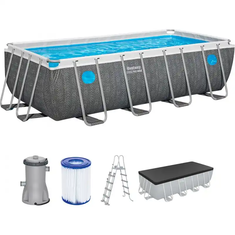 BESTWAY Steel Pro Max Splashview Komplett-Set 488 x 244 x 122 cm, mit Filterpumpe 561MB Günstig