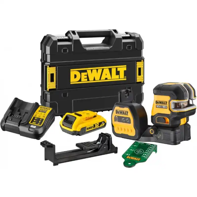 DeWALT DCE825D1G18 Kreuzlaser mit 5 Punkten. Strahlen, grüner Strahl 18V 1x 2,0Ah Li-Ion Nur Heute