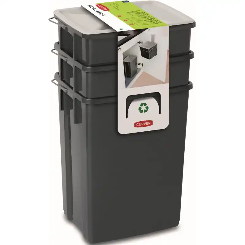 Schneller Versand CURVER BIOBOX 2x10L+6L Abfallsortierset schwarz 08993-840