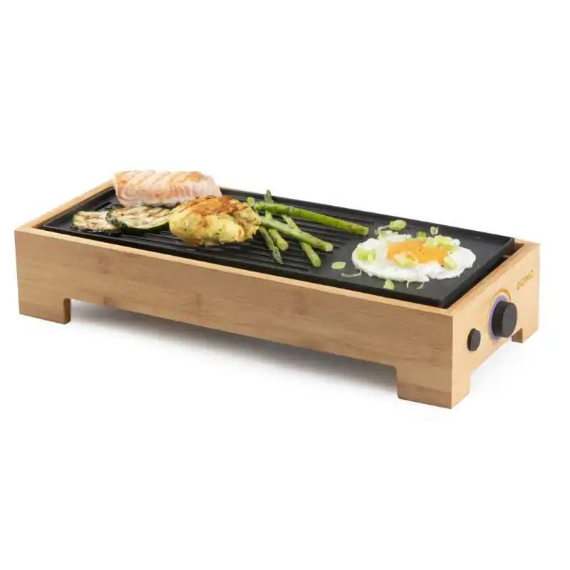 Mega-Angebot DOMO Bamboo Style Elektrischer Tischgrill Plancha (36x14cm/1000W) DO9270G