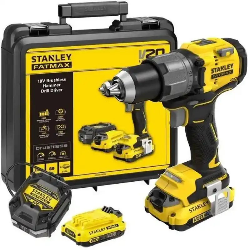 Ausverkauf Stanley SFMCD725D2K-QW FatMax V20 Bürstenloser Bohrschrauber (80Nm/18V/2x2,0Ah), Koffer