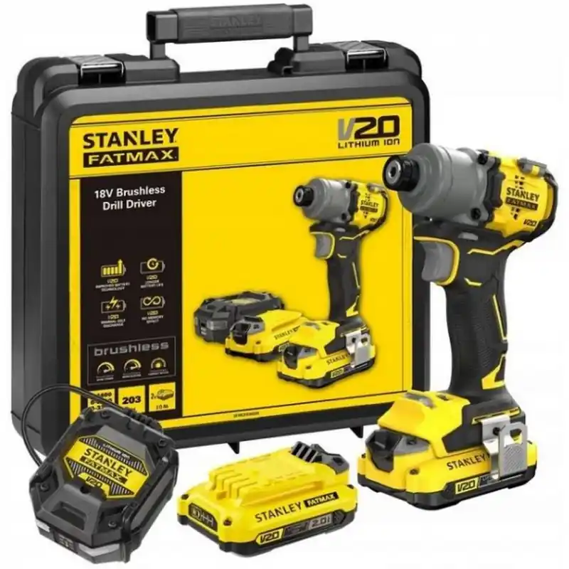 Preisreduziert Stanley SFMCF830D2K-QW FatMax Bürstenloser Schlagschrauber 1/4" (18V/2x2,0Ah), Koffer