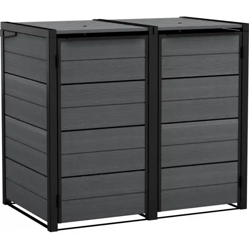 Neue Ware KETER HIDE AWAY 2x240L Mülltonnenbox, 138,1 x 84,3 x 121,2 cm, grau 17213790