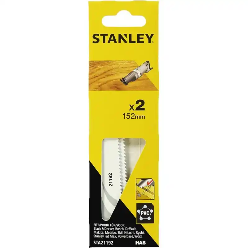 Bestpreis Stanley STA21192-XJ HAS-Sägeblätter für Holz, Holz mit Nägeln, Kunststoff, 152mm, 2 Stück