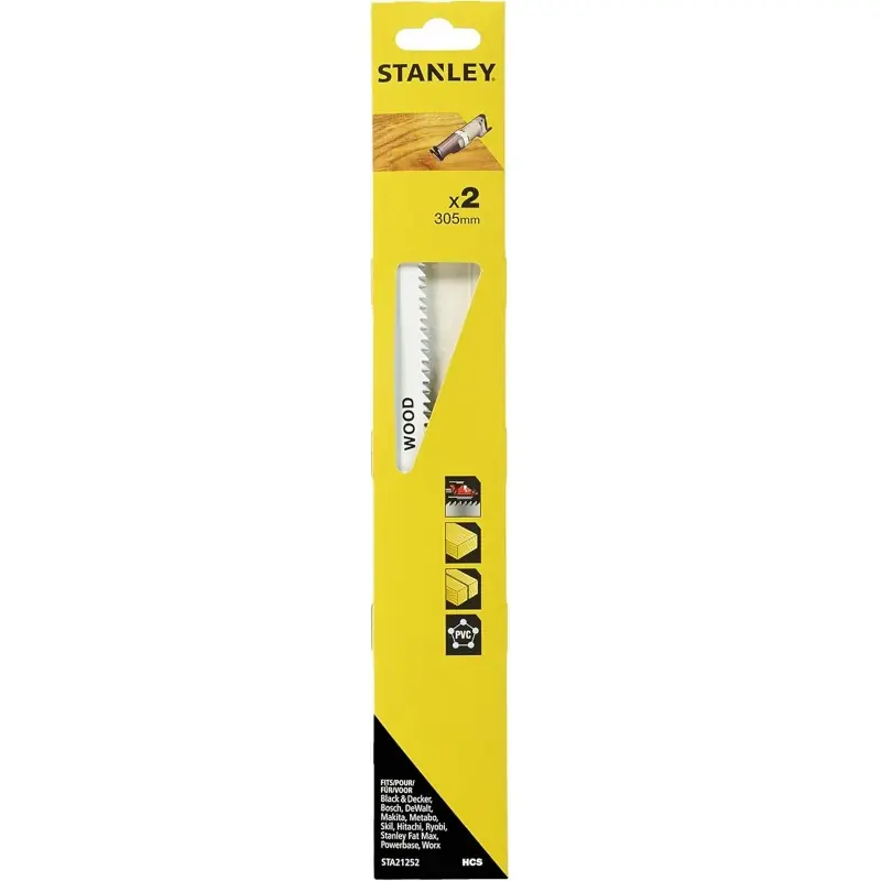 Stanley STA21252-XJ HCS-Sägeblätter für Holz und Kunststoff, Länge 305mm, 2 Stück Expressversand