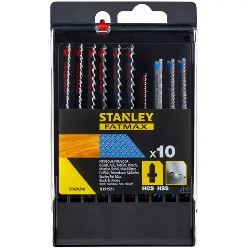Knallerangebot Stanley STA29240-XJ 10-teiliger Set HCS-HSS-Sägeblätter für Holz und Metall, Typ T