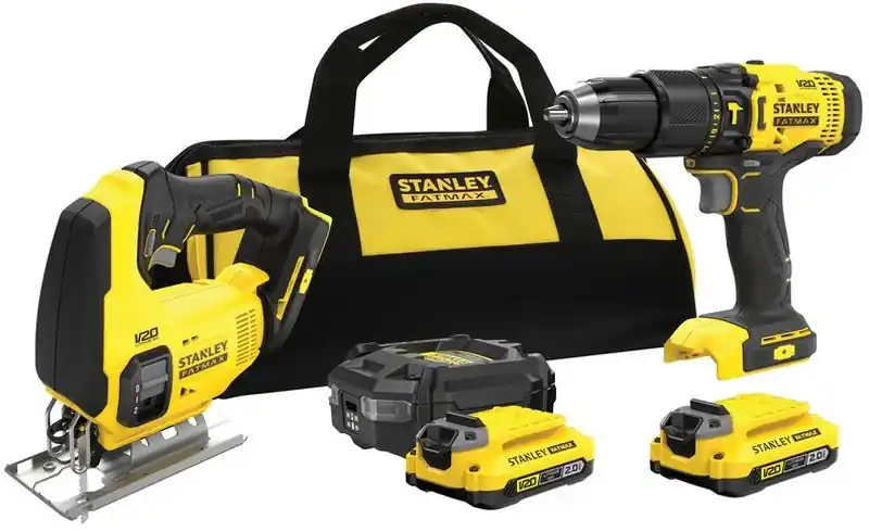 Stanley SFMCK212D2S-QW FatMax V20 Schlagbohrschrauber und Stichsäge (18V/2x2,0Ah), Tasche Sofort Bestellen