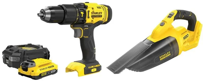 Sale Stanley SFMCK219D1-QW FatMax V20 Schlagbohrschrauber und Staubsauger (18V/1x2,0Ah)