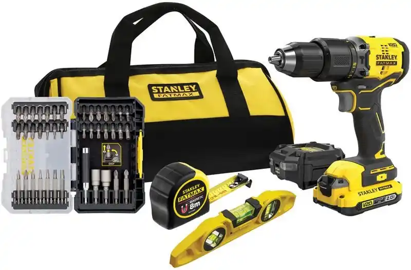 Top-Seller Stanley SFMCK101D1S FatMax V20 Akku-Schlagbohrmaschine mit Zubehör (18V/1x2,0Ah), Tasche