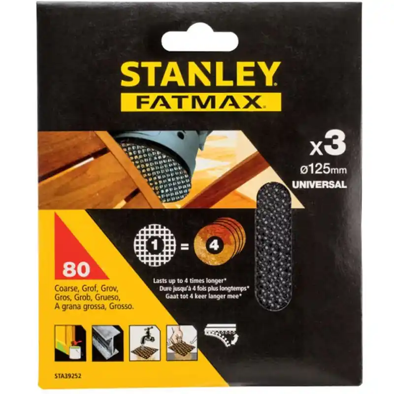 Neue Kollektion Stanley STA39252-XJ Schleifgitter für Exzenterschleifer 125mm, P80, 3 Stück