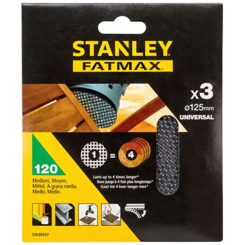 Stanley STA39257-XJ Schleifgitter für Exzenterschleifer 125mm, P120, 3 Stück Heißes Angebot