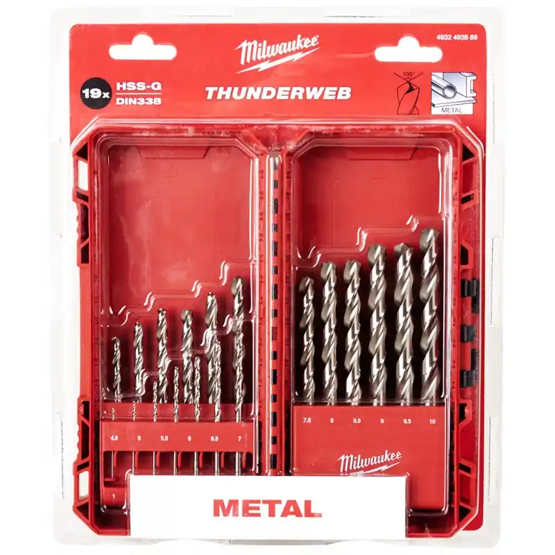 Bestpreis MILWAUKEE Satz Metallbohrer 1-10 mm HSS-G ThunderWeb 19 Stück, 4932493869