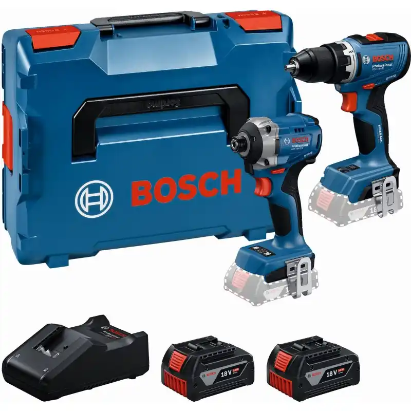 BOSCH PROFESSIONAL 18 V set 2 stück GSR + GDR + 2× GBA 5.0 Ah + GAL 18V-40 0615A50090 Sale