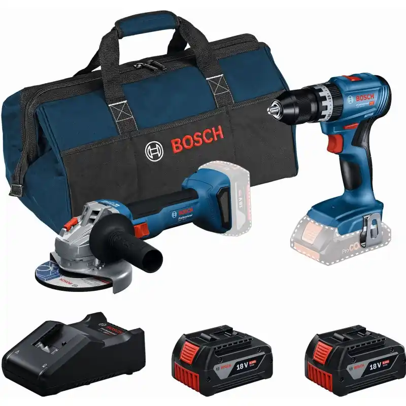 Markenprodukt BOSCH PROFESSIONAL GSB 18V-45+GWS 18V-8+(2x 4.0 Ah + GAL 18V-40+Werkzeugtasche) 0615V0001Y