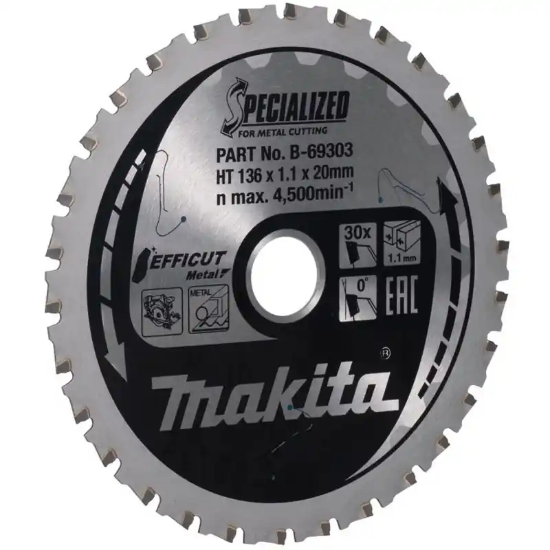 Makita B-69303 TCT Efficut Sägeblatt, das Metall 136mm 30T= old B-60303 Sonderangebot