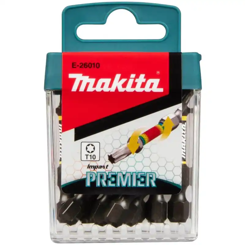Makita E-26010 Torsionsbit Impact Premier Serie (E-form) T10 – 50 mm, 10 Stück Preis Gesenkt
