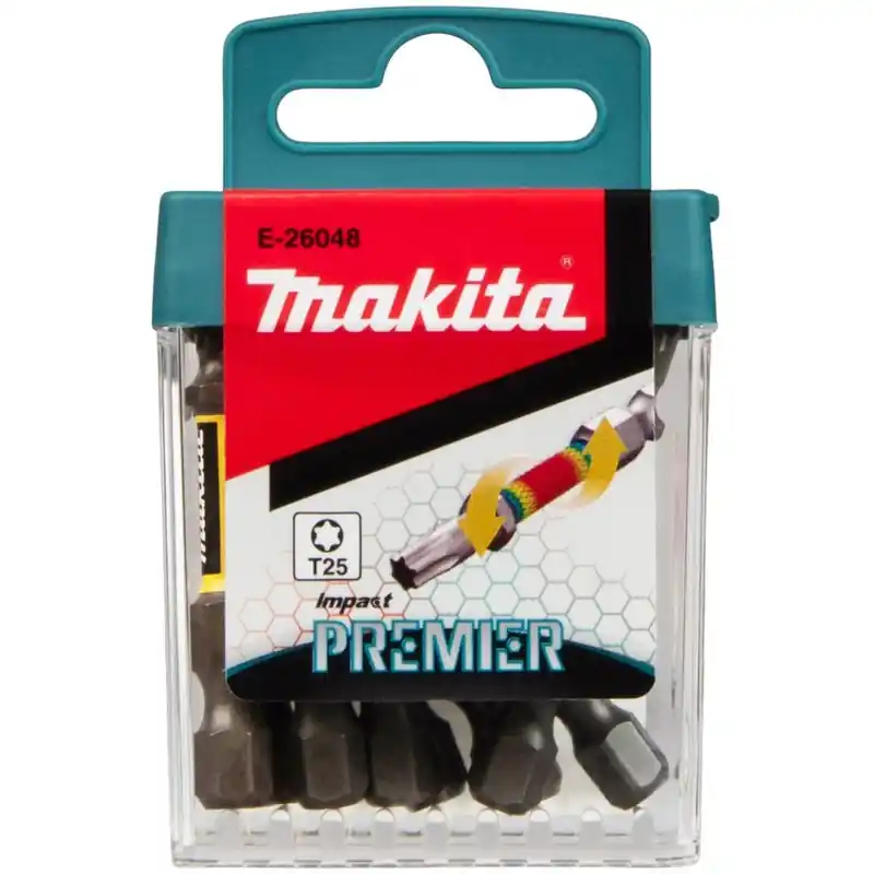 Makita E-26048 Torsionsbit Impact Premier Serie (E-form) T25 – 50 mm, 10 Stück Nur Heute