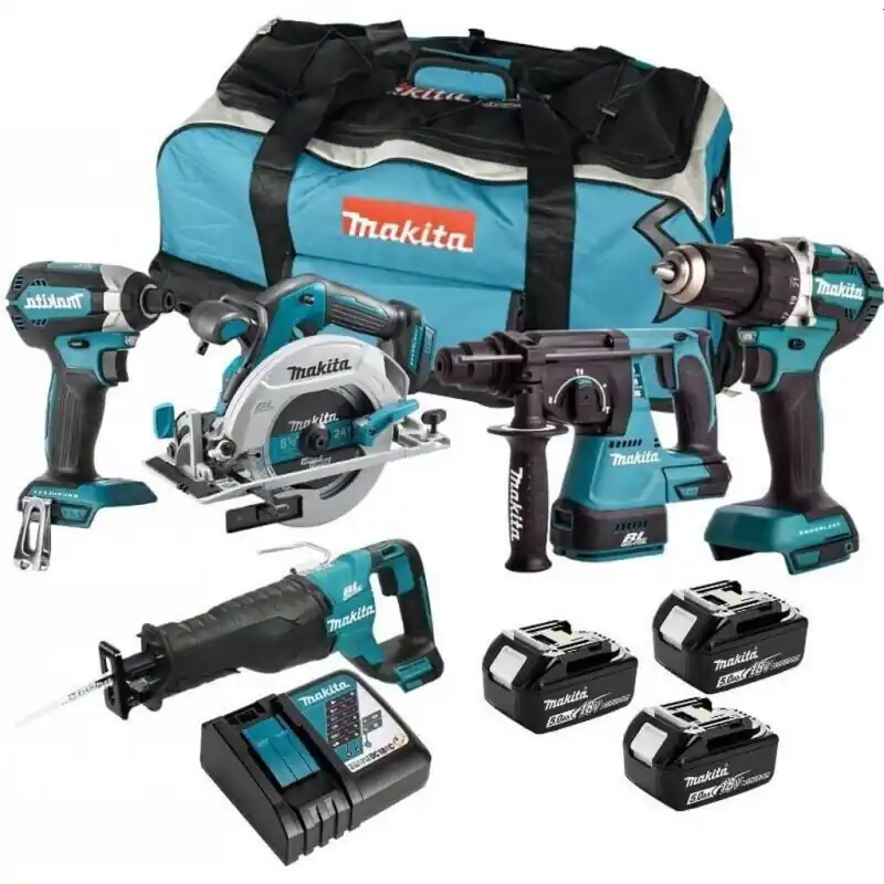 Makita DLX5032T Akku-Set 18V DDF484, DTD153, DHS680, DJR187, DHR242, DC18RC, 3 x BL1850B Heißes Angebot