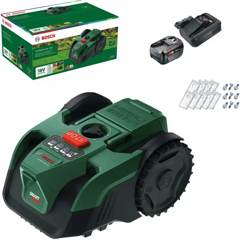BOSCH VISIMOW18V-100 Akku-Mähroboter, 1x 4,0Ah, Ersatzmesser 06008E1002 Billig