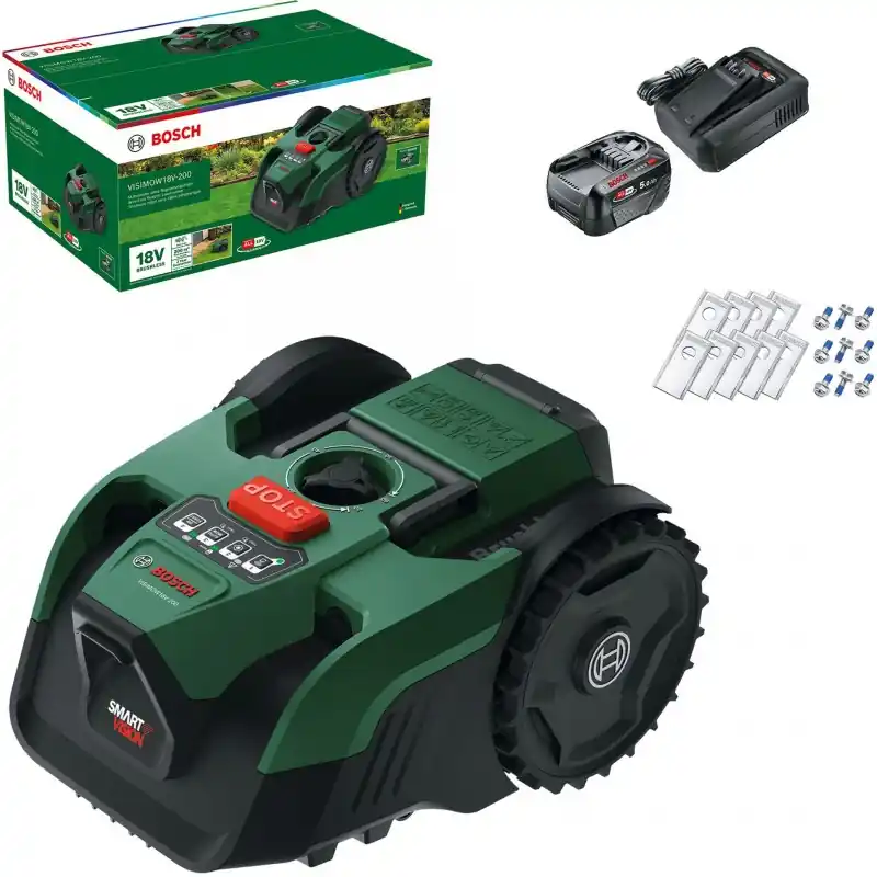 BOSCH VISIMOW18V-200 Akku-Mähroboter, 1x 5,0Ah, Ersatzmesser 06008E1102 Super-Preis