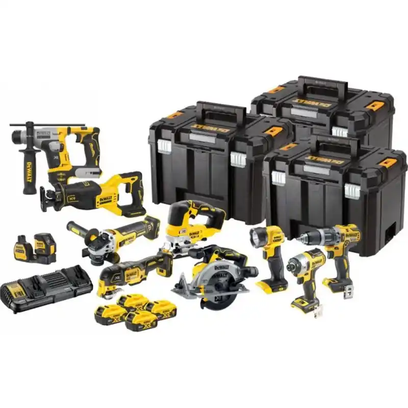 Wochenendangebot DeWALT DCK1012P4T-QW Akku-Werkzeug-Set 10Stk. (18V/4x5Ah + 3x Tsak)
