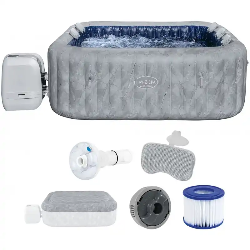 BESTWAY Lay-Z-Spa San Francisco HydroJet Pro Whirlpool, 230 x 230 x 71 cm, 7 Pers. 6001Q Solange Der Vorrat Reicht