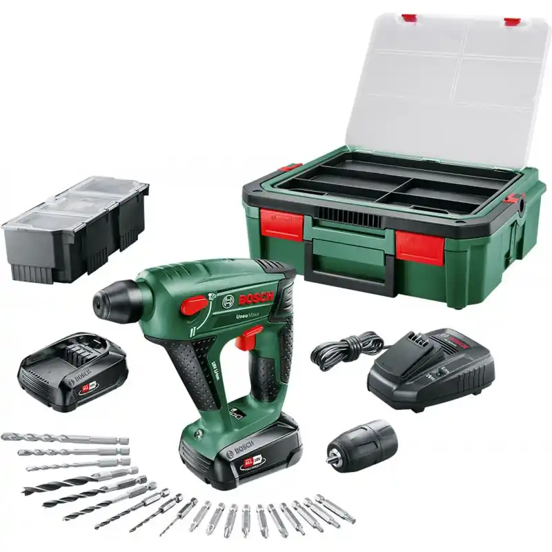 BOSCH Uneo Maxx 18 Li Akku-Kombihammer (2x1,5 Ah) + Systembox 060395230K Meistverkauft