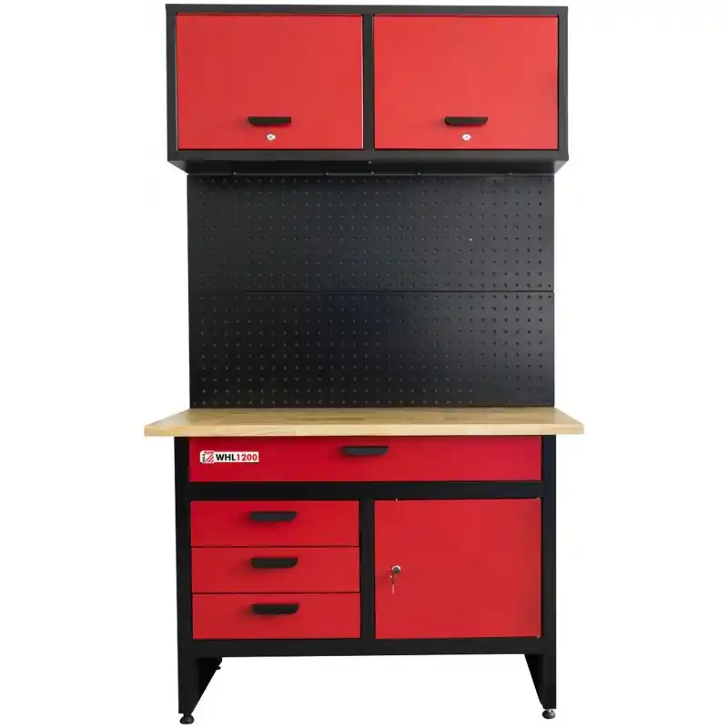 Günstig Holzmann Werkbank mit Hängeschrank und Lochwand (300kg/1200x600mm) WHL1200
