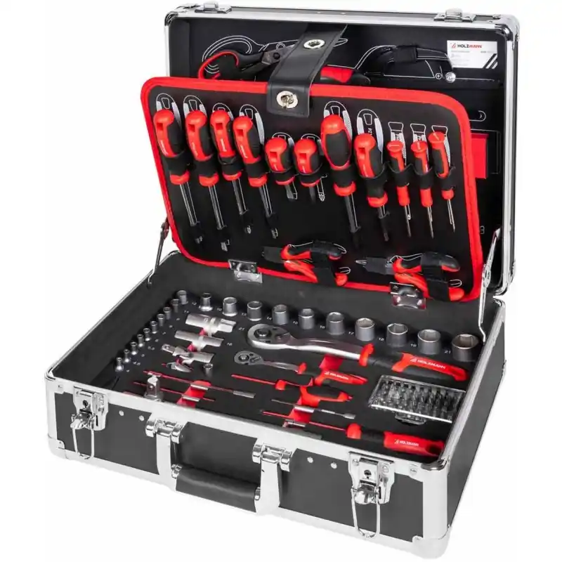 Holzmann Werkzeugkasten mit 119 teiligem Werkzeugset WZK119ECO Heißes Angebot