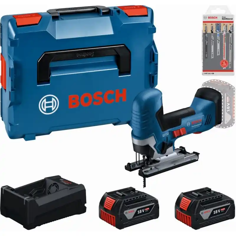 BOSCH Werkzeug-Set PROFESSIONAL GST 18V-125 S + 2×5.0Ah + Stichsägeblatt-Set 0615A500E5 Sonderangebot
