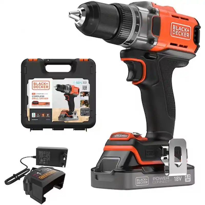 Black Decker BCD382D1XK-QW Akku-Bohrschrauber (45Nm/18V/1x2,0Ah), Koffer Bestseller