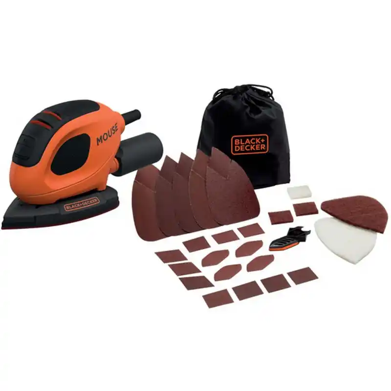 Black Decker BEW230BC-QS Mouse Dreieckschleifer (55W) + 15 Zubehörteile und Tasche Letzte Chance