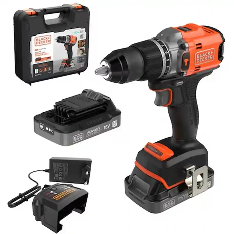 Black Decker BLD683D2XK-QW Bürstenlose Schlagbohrmaschine (50Nm/18V/2x2,0Ah), Koffer Wochenendangebot