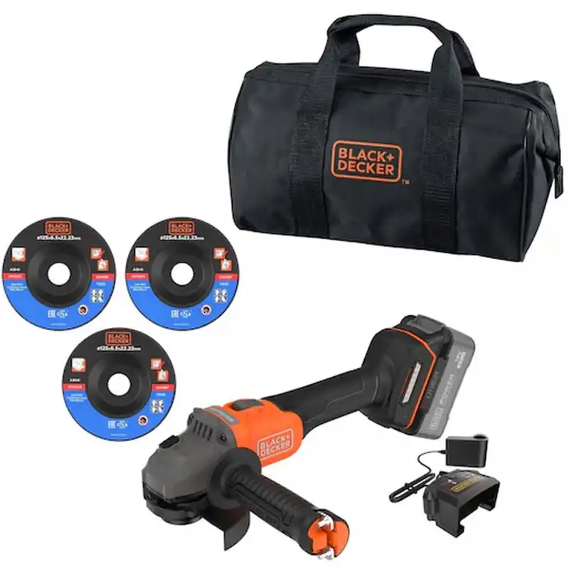 Black Decker BCG6L8F1S-QW Akku bürstenloser Winkelschleifer (18V/1x4,0Ah) Versand Am Gleichen Tag