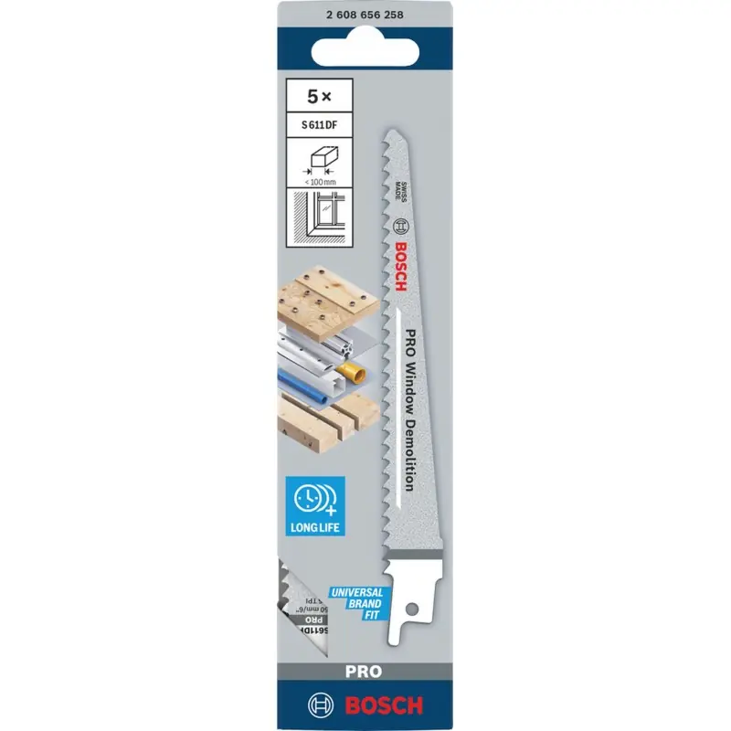 Sichere Zahlung BOSCH PRO Window Demolition S611DF Säbelsägeblatt, 1,25 x 19 x 150 mm, 5-tlg. 2608656258