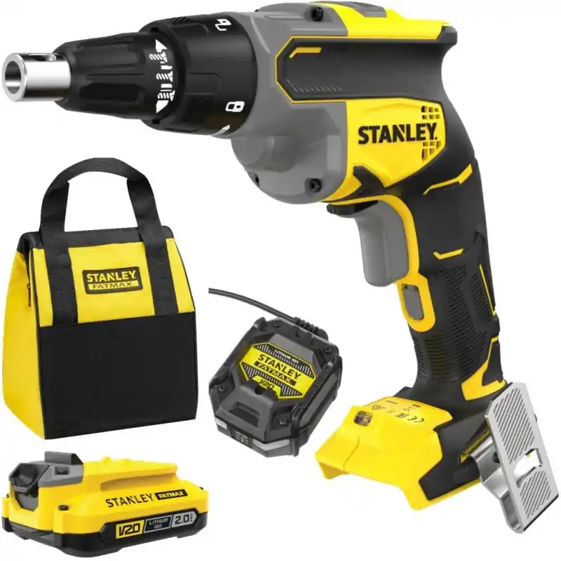 Stanley SFMCF600D1S-QW FatMax V20 Akku-Trockenbauschrauber (18V/1x2,0Ah), Tasche Direkt Vom Hersteller