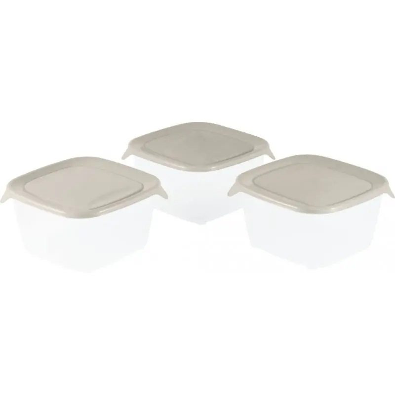 CURVER FRESH GO 3×1,2L Frischhaltedosen-Set 15,5×15,5×8,3 cm,Beige/Transparent 08560-W07 Wochenendangebot